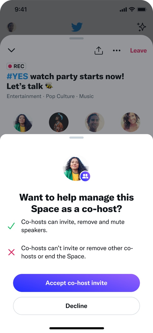Accept co-host invite modal