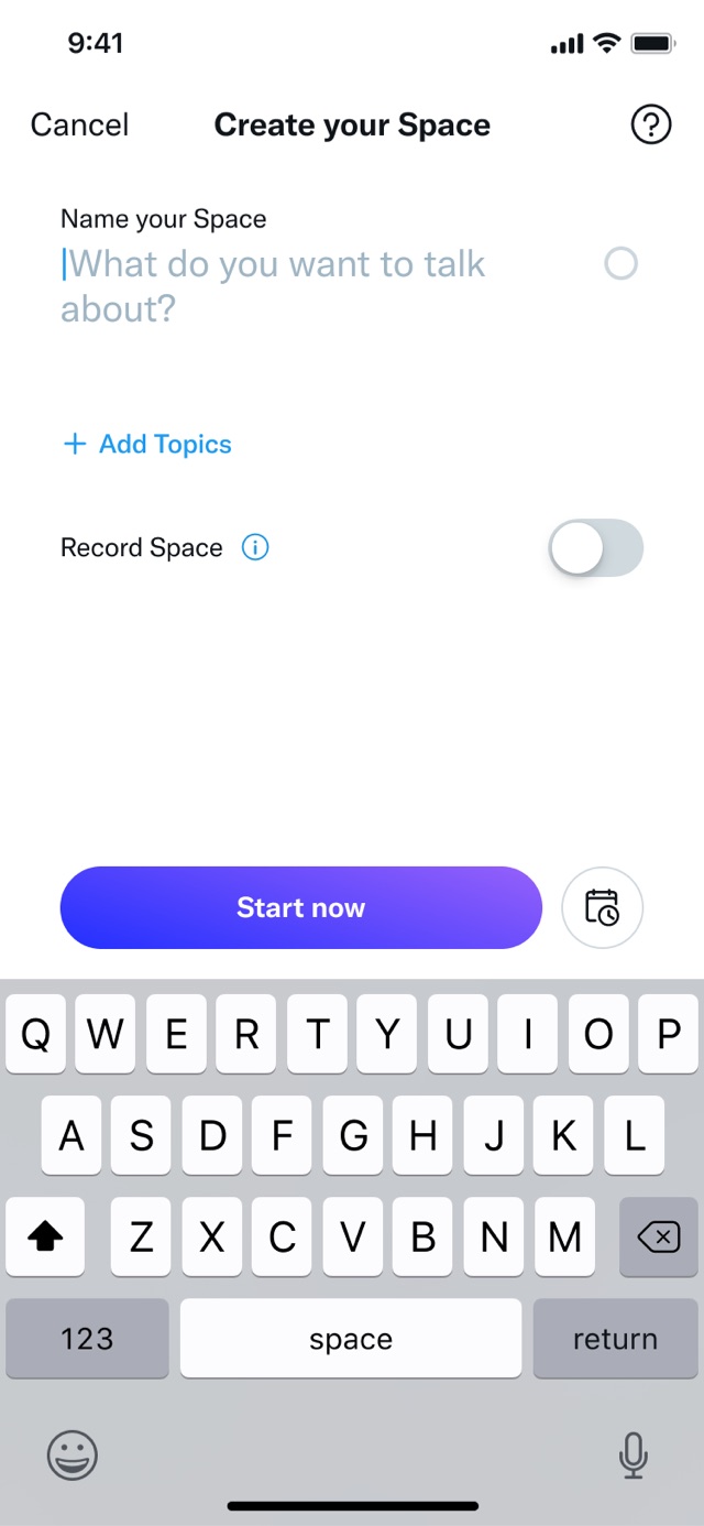 Record Space toggle when creating a Space